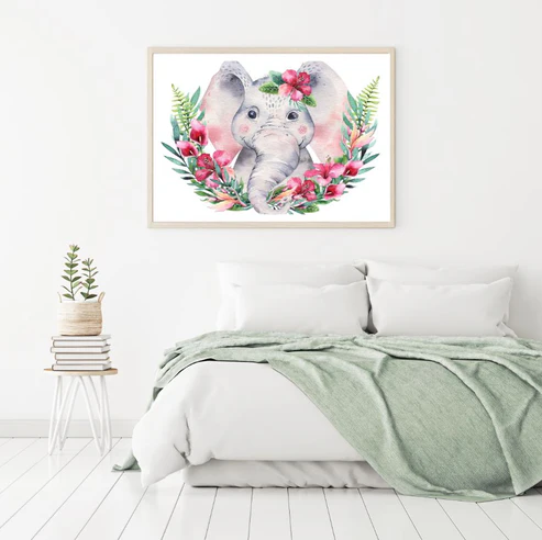 Elephant & Flowers Watercolor Home Decor Premium Quality Poster Print Choose Your Sizes