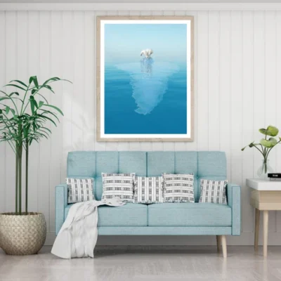 Polar Bear on Glacier Photograph Home Decor Premium Quality Poster Print Choose Your Sizes