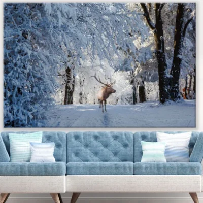Deer in Snow Covered Forest Print 100% Australian Made