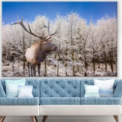 Deer in Snow Covered Forest Print 100% Australian Made