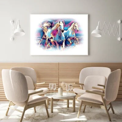 Colorful Horse Running Oil Paint Home Decor Premium Quality Poster Print Choose Your Sizes