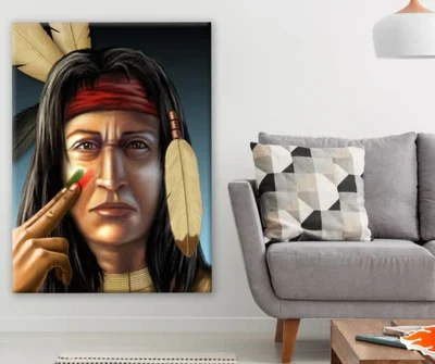 Girl with Feather Headdress Digital Painting Print 100% Australian Made