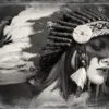 Girl with Feather Headdress B&W Photograph Print 100% Australian Made - Image 2