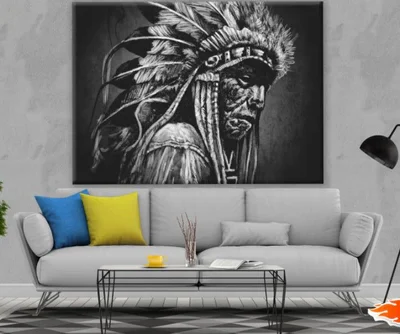 Old Man with Feather Headdress B&W Photograph Print 100% Australian Made