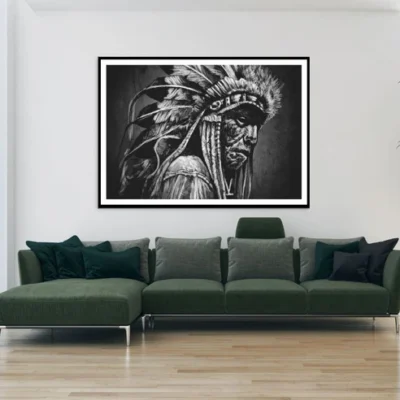 Indian Worrier B&W Painting Home Decor Premium Quality Poster Print Choose Your Sizes