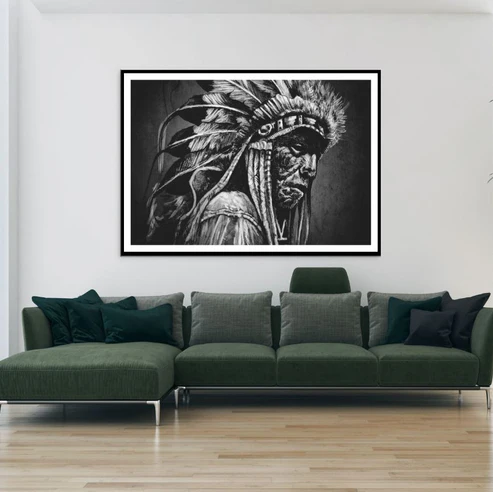 Indian Worrier B&W Painting Home Decor Premium Quality Poster Print Choose Your Sizes