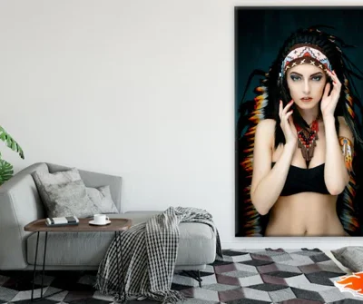 Girl with Feather Headdress Photograph Print 100% Australian Made