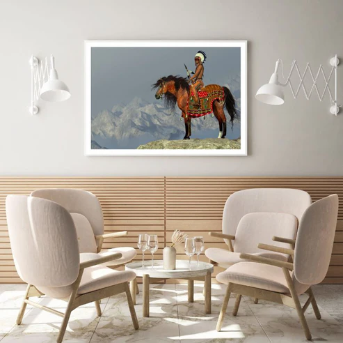 Indian Worrier on Horse Scenery Photograph Home Decor Premium Quality Poster Print Choose Your Sizes