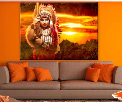 Woman with Feather Headdress Photograph Print 100% Australian Made