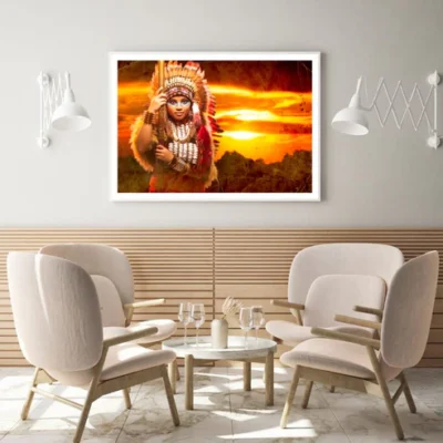 Indian Woman with Headdress View Home Decor Premium Quality Poster Print Choose Your Sizes