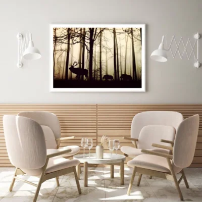 Deers in Forest Photograph Home Decor Premium Quality Poster Print Choose Your Sizes