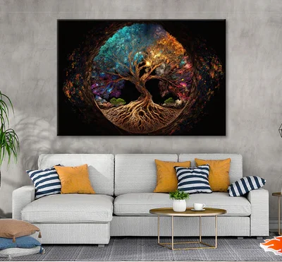 Oval Shaped Colorful Life of Tree Print 100% Australian Made