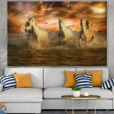 Horses Running on Sea Photograph Print 100% Australian Made