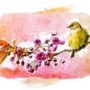Bird on Flower Tree Watercolor Home Decor Premium Quality Poster Print Choose Your Sizes - Image 2