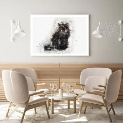 Cat Portrait Watercolor Painting Home Decor Premium Quality Poster Print Choose Your Sizes