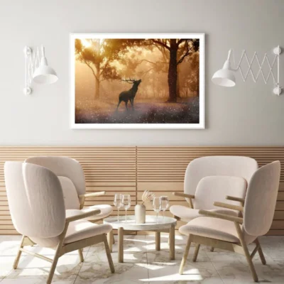 Deer in Forest Scenery Photograph Home Decor Premium Quality Poster Print Choose Your Sizes