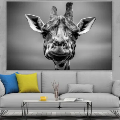 Giraffe Portrait B&W Photograph Print 100% Australian Made