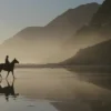 Boy on Horse Near Misty Lake View Print 100% Australian Made - Image 2