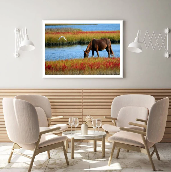 Horse Near Waterstream Photograph Home Decor Premium Quality Poster Print Choose Your Sizes