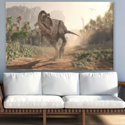 Dinosaurs in Forest Digital Paint Print 100% Australian Made