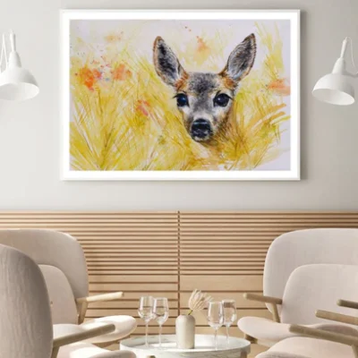Deer Portrait Watercolor Painting Home Decor Premium Quality Poster Print Choose Your Sizes