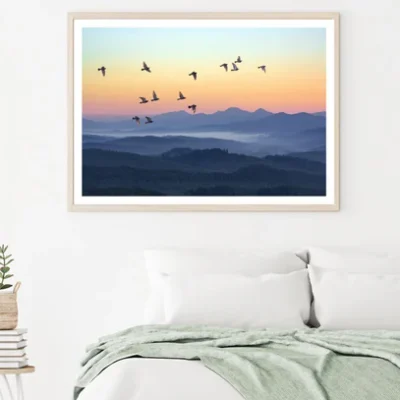 Bird Flying Over Mountains Sunset Home Decor Premium Quality Poster Print Choose Your Sizes