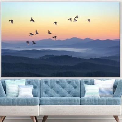 Bird Flying Over Mountains Sunset Print 100% Australian Made