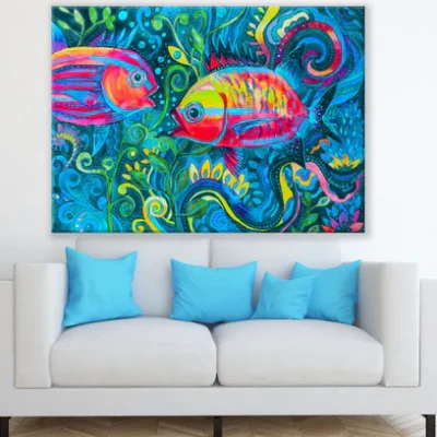 Fish Colorful Oil Painting Print 100% Australian Made