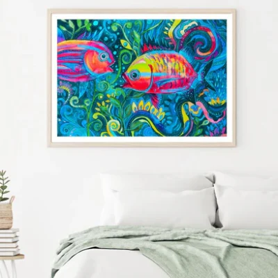 Fish Colorful Oil Painting Home Decor Premium Quality Poster Print Choose Your Sizes