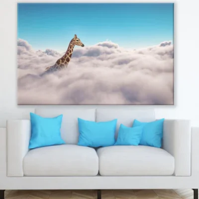 Giraffe & Cloudy Sky Photograph Print 100% Australian Made