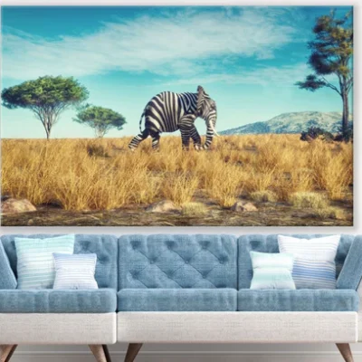Elephant with Zebra Skin Digital Print 100% Australian Made