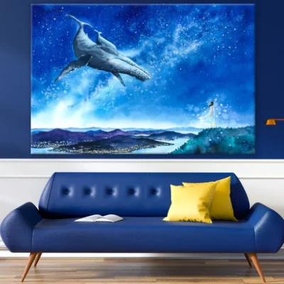 Whale & Girl Abstract Watercolor Painting Print 100% Australian Made