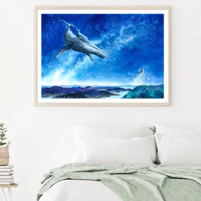 Whale Abstract Oil Painting Home Decor Premium Quality Poster Print Choose Your Sizes