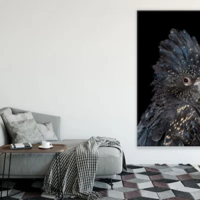 Black & Gold Parrot Portrait View Print 100% Australian Made