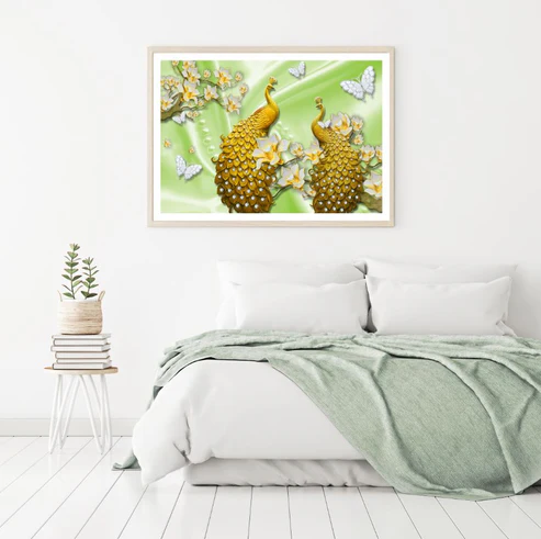 Peacocks & Butterflies 3D Design Home Decor Premium Quality Poster Print Choose Your Sizes