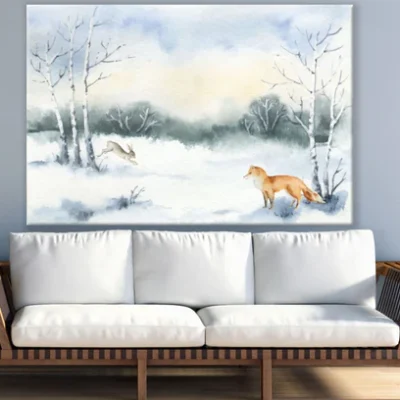 Fox & Rabbit in Forest Painting Print 100% Australian Made