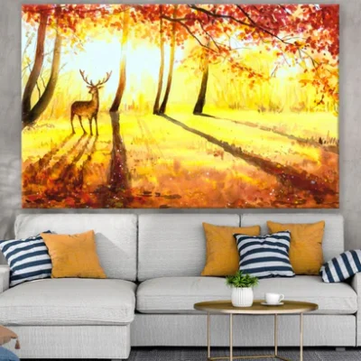 Deer in Forest Oil Painting Print 100% Australian Made