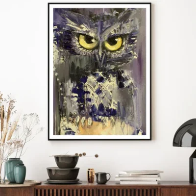 Owl Portrait Oil Painting Home Decor Premium Quality Poster Print Choose Your Sizes