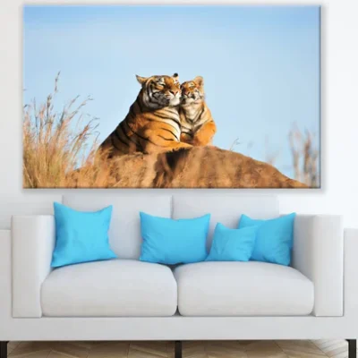 Tiger Pair on a Rock Photograph Print 100% Australian Made
