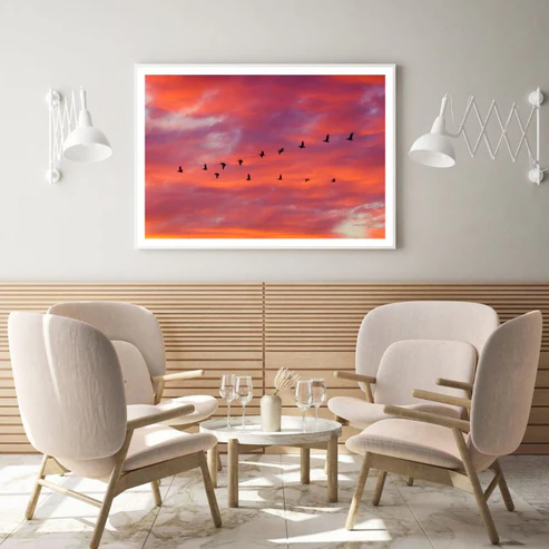Birds Flying Sunset Photograph Home Decor Premium Quality Poster Print Choose Your Sizes