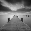 Wooden Pier Over Sea B&W View Print 100% Australian Made - Image 2
