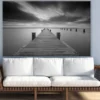 Wooden Pier Over Sea B&W View Print 100% Australian Made