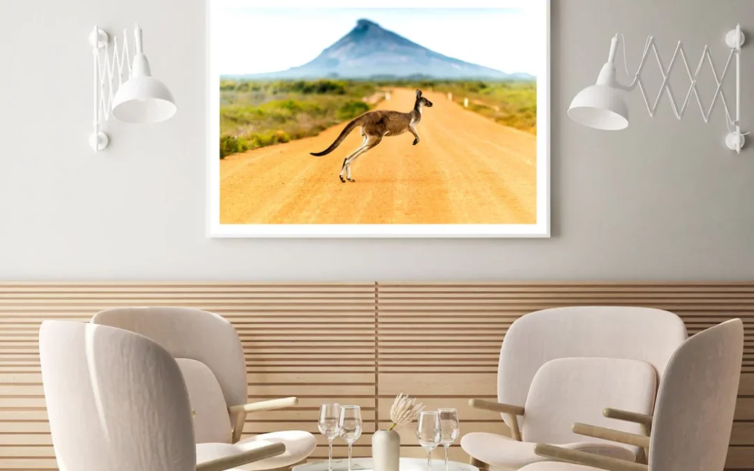 Kangaroo Crossing the Road View Home Decor Premium Quality Poster Print Choose Your Sizes