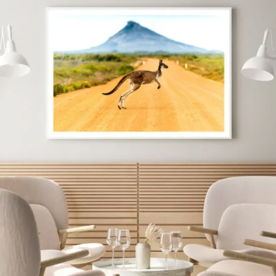 Kangaroo Crossing the Road View Home Decor Premium Quality Poster Print Choose Your Sizes