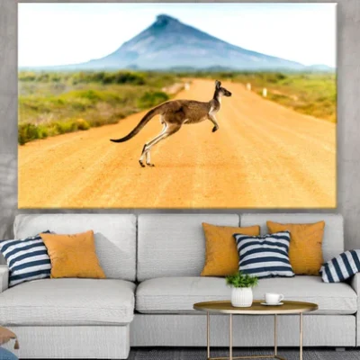 Kangaroo Crossing the Road View Print 100% Australian Made