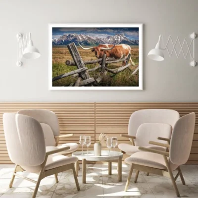 Cow in Field Photograph Home Decor Premium Quality Poster Print Choose Your Sizes
