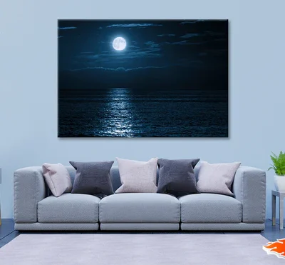 Moon In Night Sky Over the Sea Print 100% Australian Made