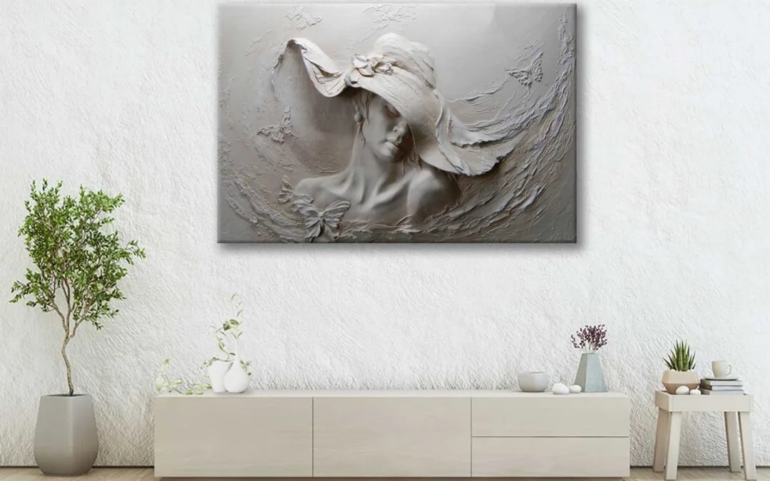 Bella Home Girl With Hat Painting Print Canvas Ready to hang