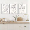 3pcs Minimalist Woman Flower Line Canvas Framed 40x60cm - High Quality Print 100% Australian Made Wall Canvas Ready to Hang - Image 2