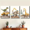 3pcs Dinosaur Construction And Excavation with Dump Trucks Canvas Framed 40x60cm - High Quality Print 100% Australian Made Wall Canvas Ready to Hang - Image 2
